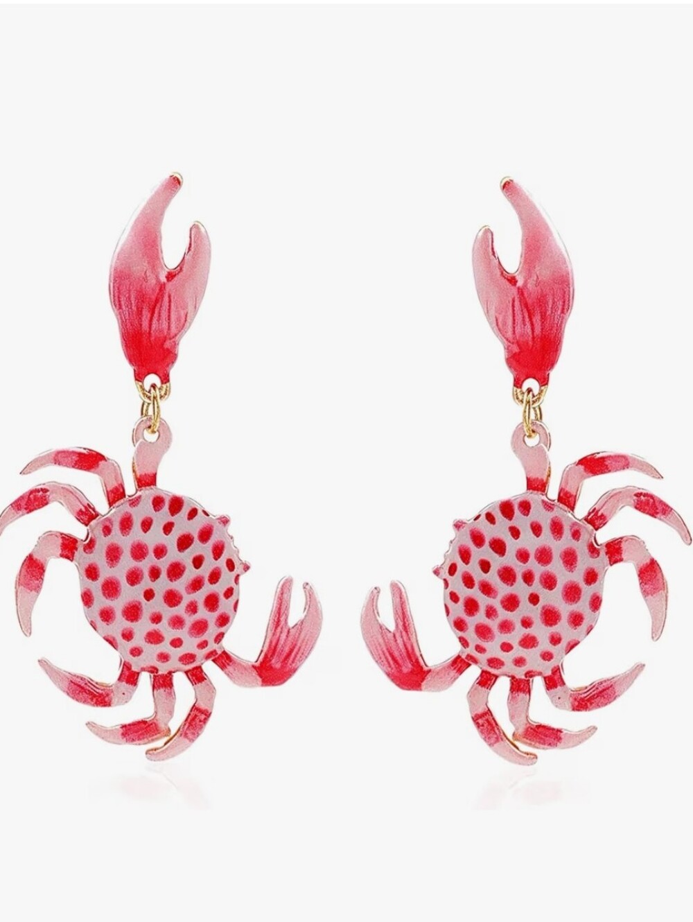 NWT Pink Enamel Crab Earrings
